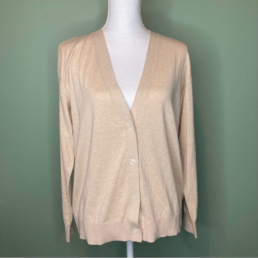Quince Light Beige V-Neck Sweater - Picture 4 of 11